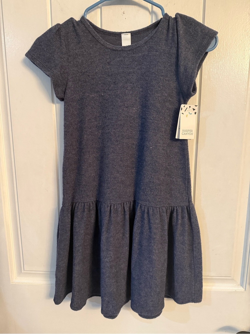 Harper Canyon Girls' Charcoal Short Sleeve Knit Dress